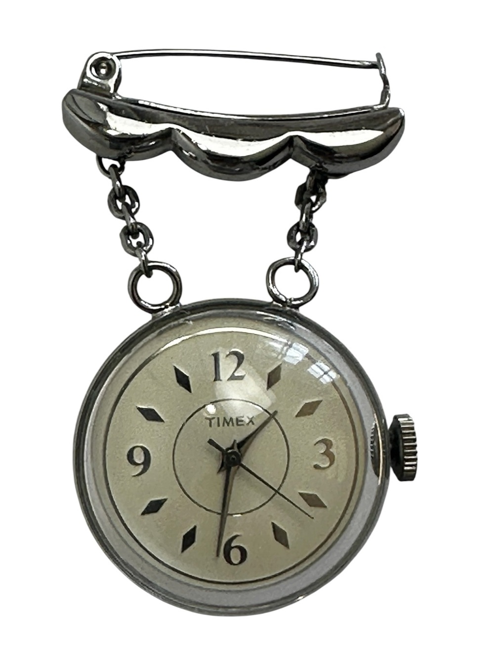 Timex Silver-Tone Clip-On Watch with Cream Dial
